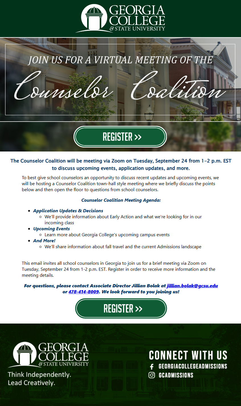 Campus Connection email campaign