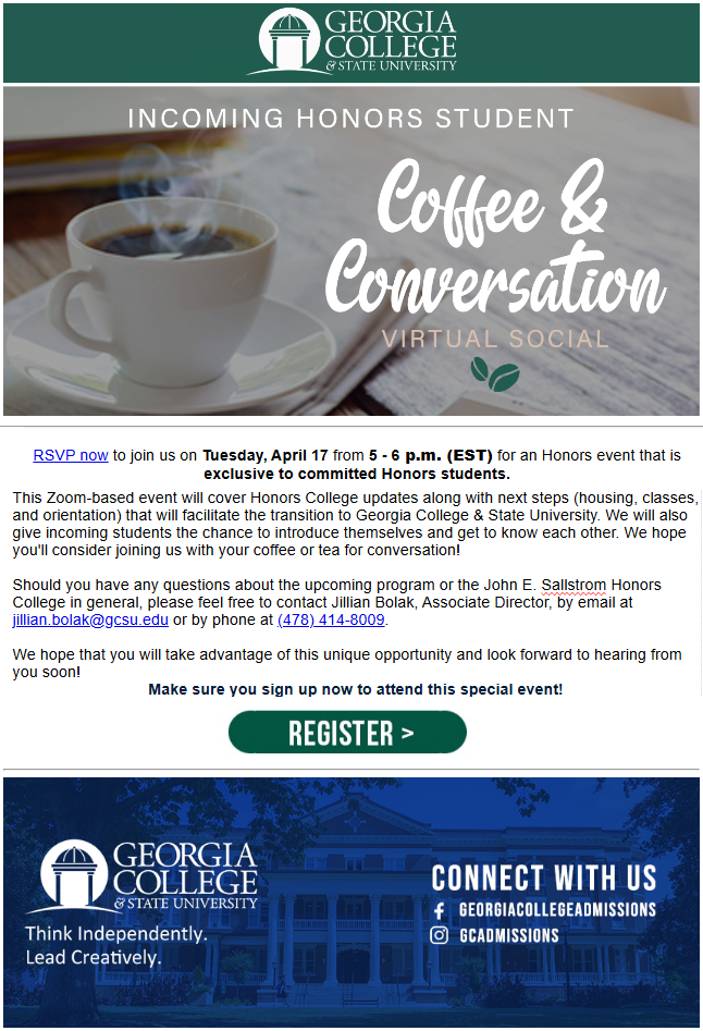 Coffee & Conversation email campaign