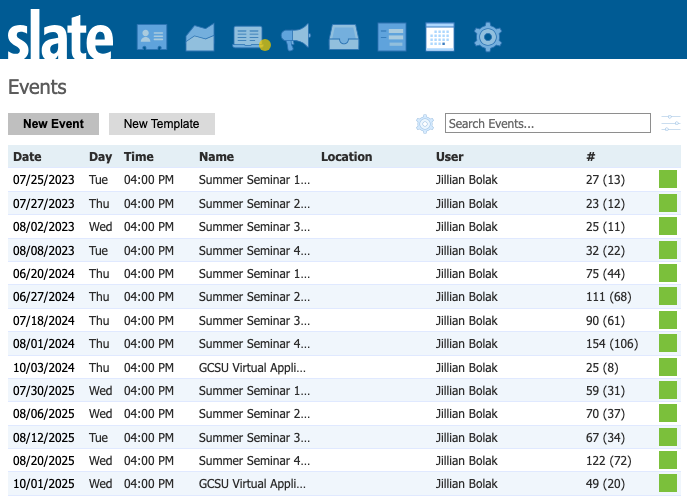 Summer Seminar virtual events listing